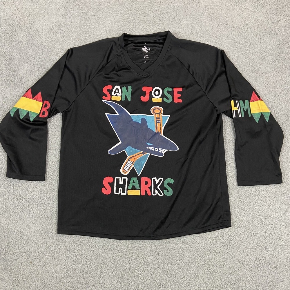 San Jose Sharks Black History Month Long Sleeve Jersey Top Black Mens Medium